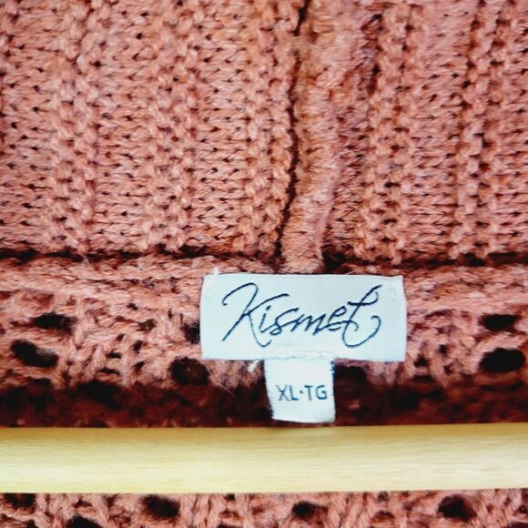 Kismet Dusty Rose Open Front Knit Sweater - Picture 3 of 7